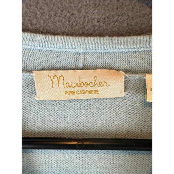 Mainbocher Light Blue 100% Cashmere V-Neck Long Sleeve Sweater Size XL - Picture 3 of 9